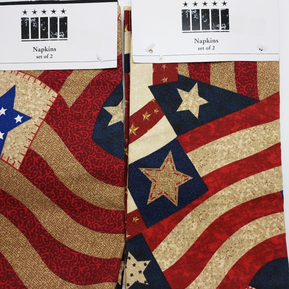 American Flag 4th of July Napkins 2 set of 2 NWOT red white and blue - Picture 3 of 8